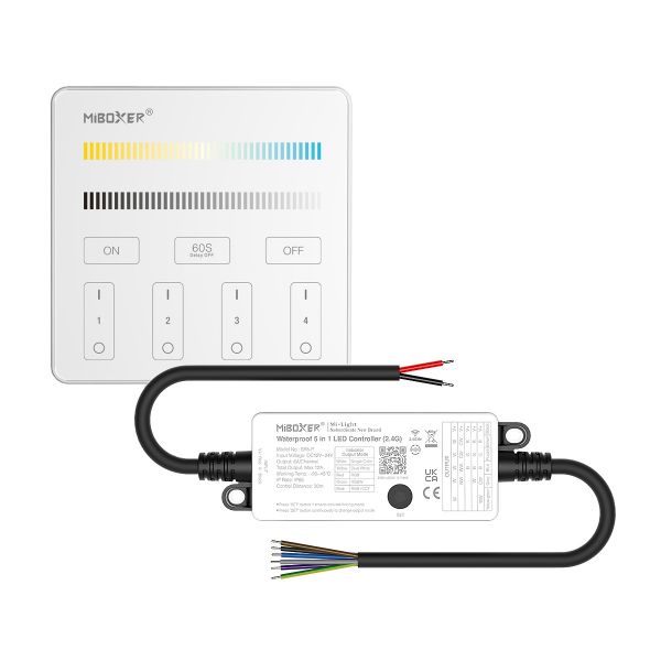 LED Funk Controller Set - 4 Zonen - 1 bis 2 Kanal - CCT - Fernbedienung (2,4 GHz) - IP66 wasserfest