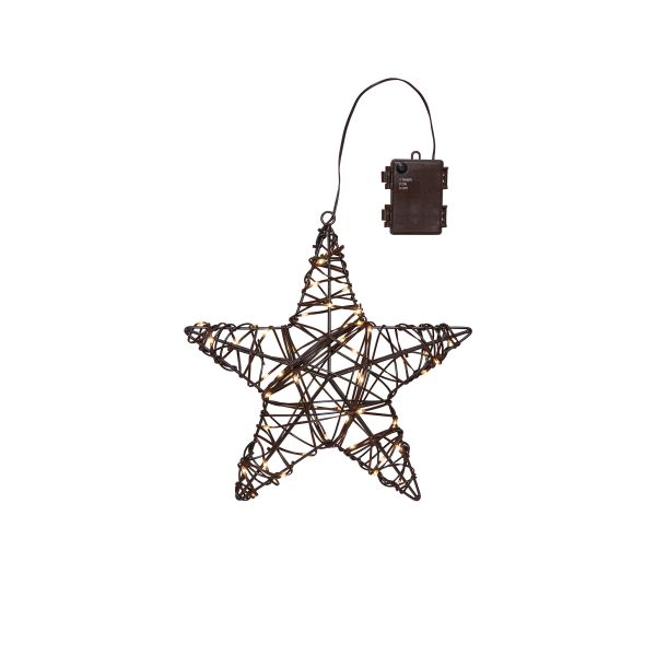 Star 30 - Weihnachtsdeko für außen - Rattan Stern - Timer - Batteriebetrieb - Lichtfarbe: Warmweiß