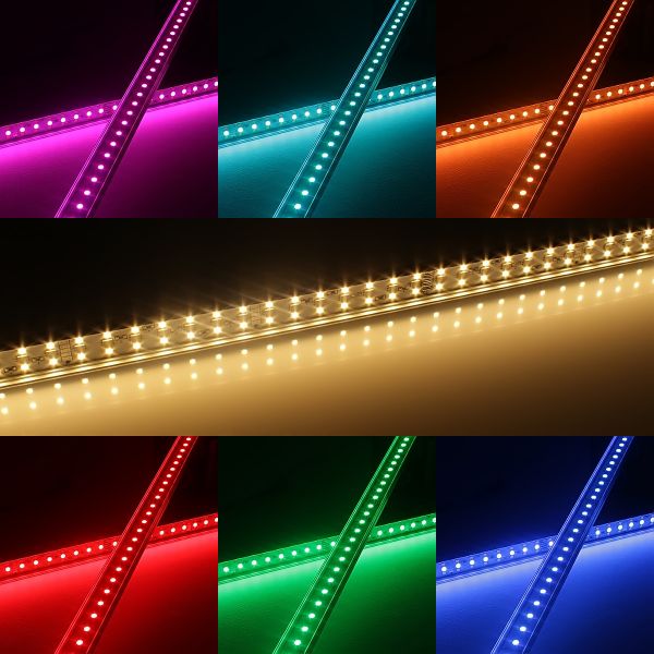 24V Slim-Line Aluminium LED Leiste - RGBWW - transparente Abdeckung