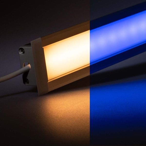 24V Aluminium Einbau LED Leiste - RGBWW (RGB + warmweiß) - diffuse Abdeckung - bis 3m Länge