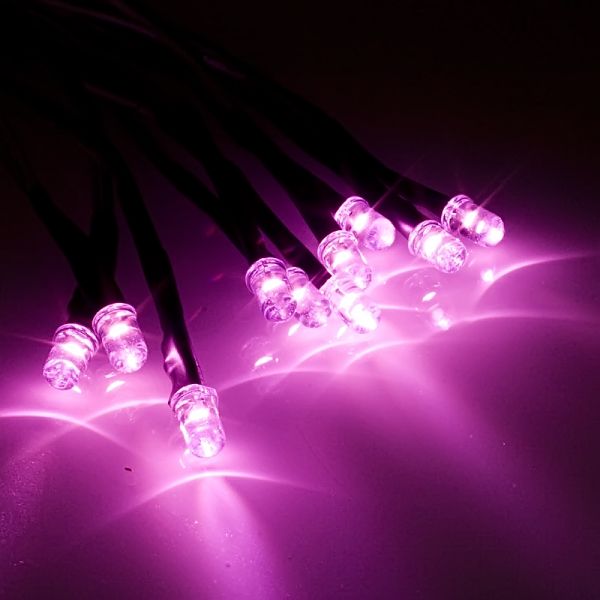 10er Pack 12V LED mit Kabel und Vorwiderstand 7000mcd 20° - pink