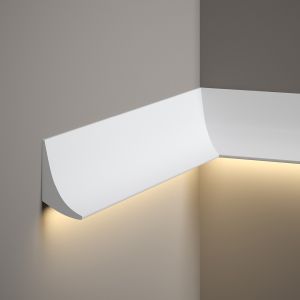 Lichtvouten Set, Wandleiste, Stuckprofil mit 48V LED Streifen, Fernbedienung und Netzteil Lichtvouten Set, Wandleiste, Stuckprofil mit 48V LED Streifen, Fernbedienung und Netzteil