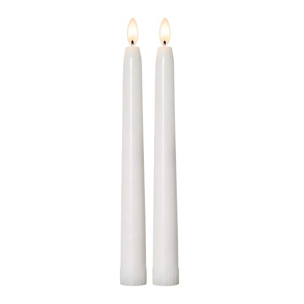 Flamme Slim - Kerzen Set für außen - Weiß - Höhe: 28 cm - Batteriebetrieb - Timer - flackernd