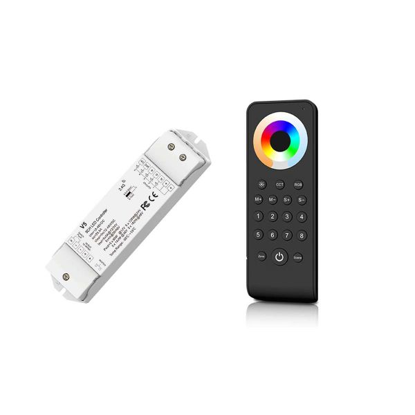 8 Zonen Funk LED Controller 12V-48V - 5 Kanal - RGBWW - mit Touch-Fernbedienung