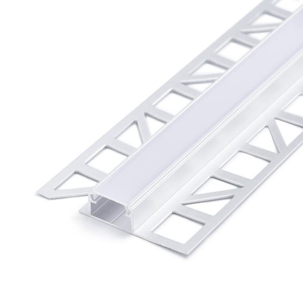 Aluminium LED Fliesenprofil, ideal, diffuse Abdeckung, 5,7 x 1,1cm
