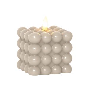 Flamme Dot - Kerze für innen - Beige - Höhe: 9,5 cm - Batteriebetrieb - Timer - flackernd