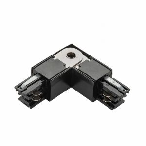 L - Verbinder für 3-Phasen-Stromschienensystem - Schutzleiter innen links, schwarz