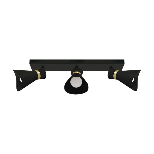 LORETA SPT 3 - Decken Spotleuchte in schwarz/gold - Lichtfarbe: individuell wählbar